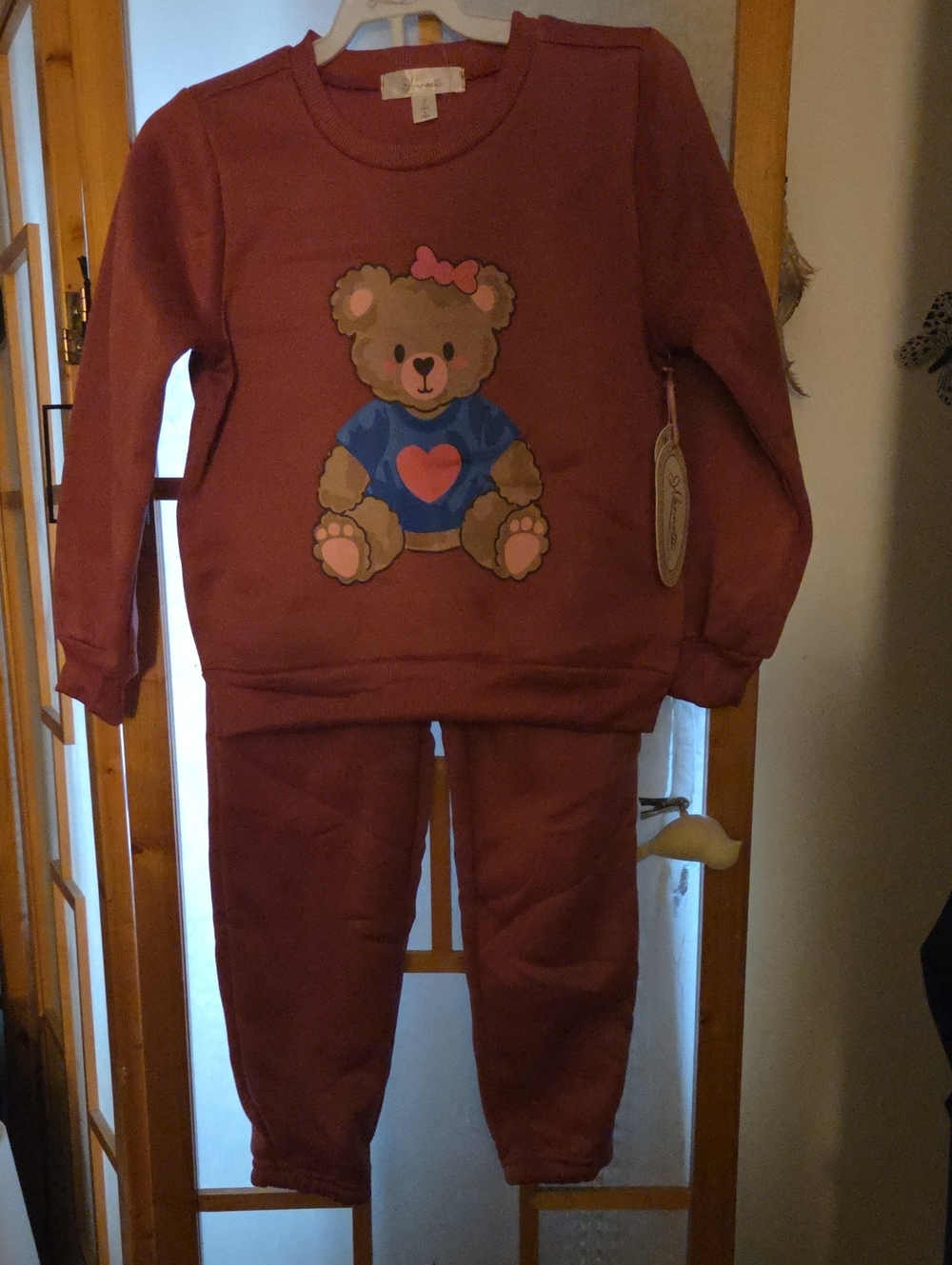 NWT Nannette Toddler/Little Girls 2-piece Cozy Bear Sweatshirt & Pants Set